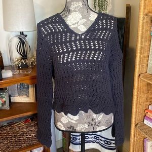 American Eagle Crochet Style Knit Sweater